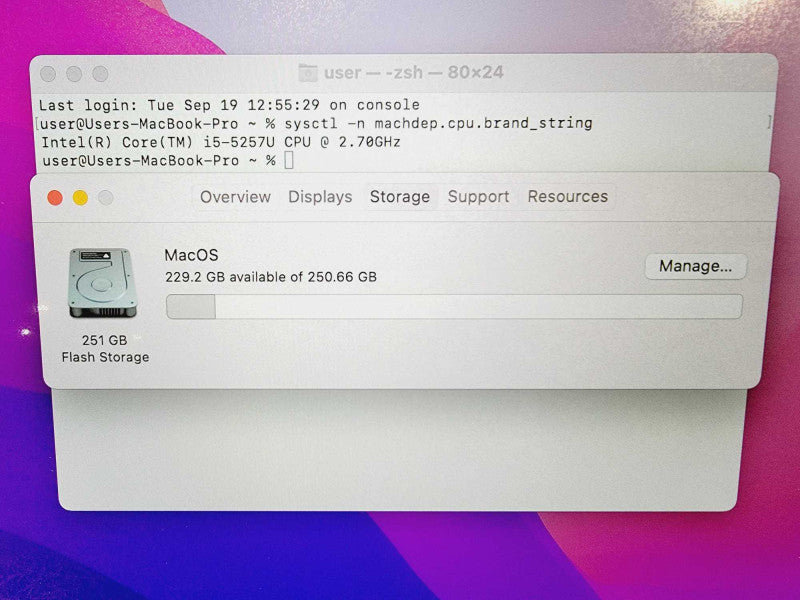 Apple Macbook Pro Retina 2015 13\\" Core i5-5257U @ 2.7GHz 8GB DDR3 250GB SSD [Read] (