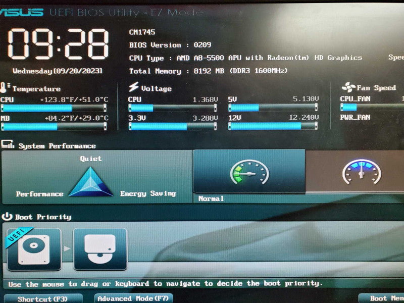 Asus CM1745 A8-5500 8GB DDR3 (x2) GT710 2GB 285W PSU NO HDD @