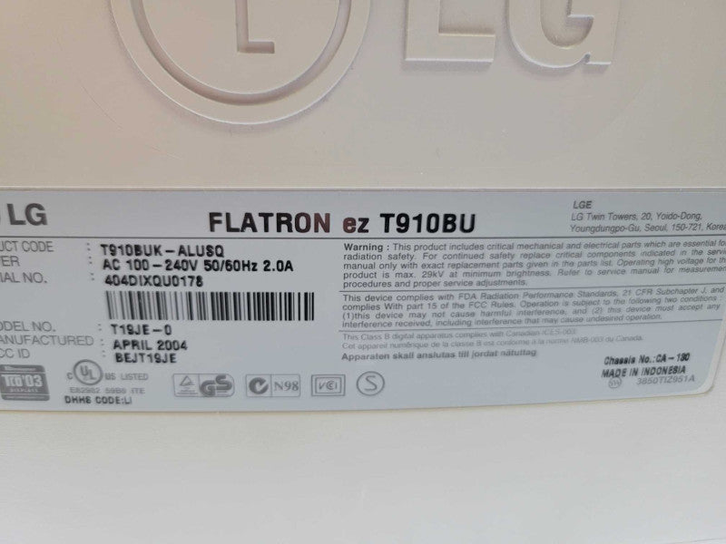 LG FLATRON ez T910B - Display - CRT - 19\\" 1600x1200 75Hz