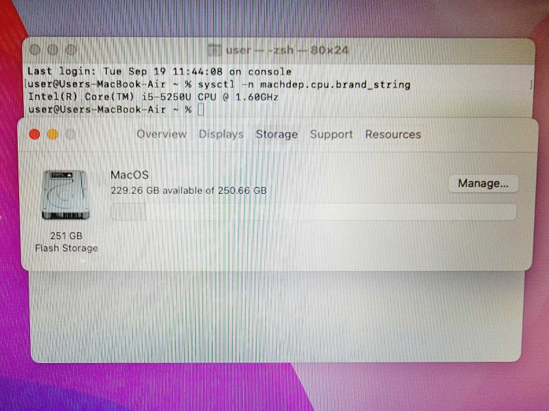 Apple Macbook Air 2015 13\\" Core i5-5250U @ 1.6GHz 8GB DDR3 250GB SSD (