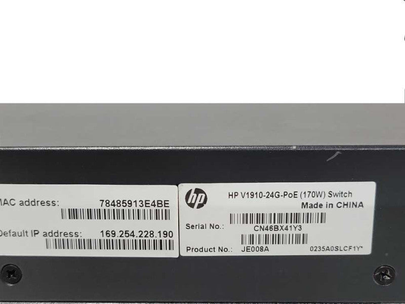HP V1910-24G-POE (170W) JE008A 24 Gigabit Ports Switch Q_