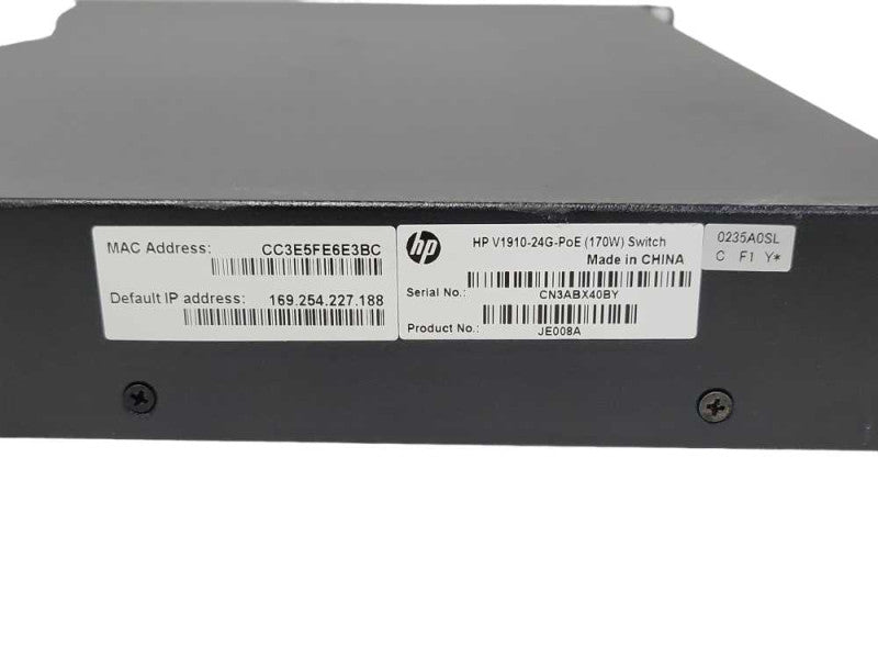 HP V1910-24G-POE (170W) JE008A 24 Gigabit Ports Switch Q_