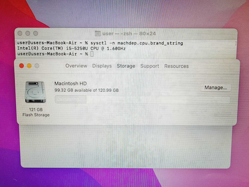 Apple Macbook Air 2015 13\\" Core i5-5250U @ 1.6GHz 4GB DDR3 120GB SSD (