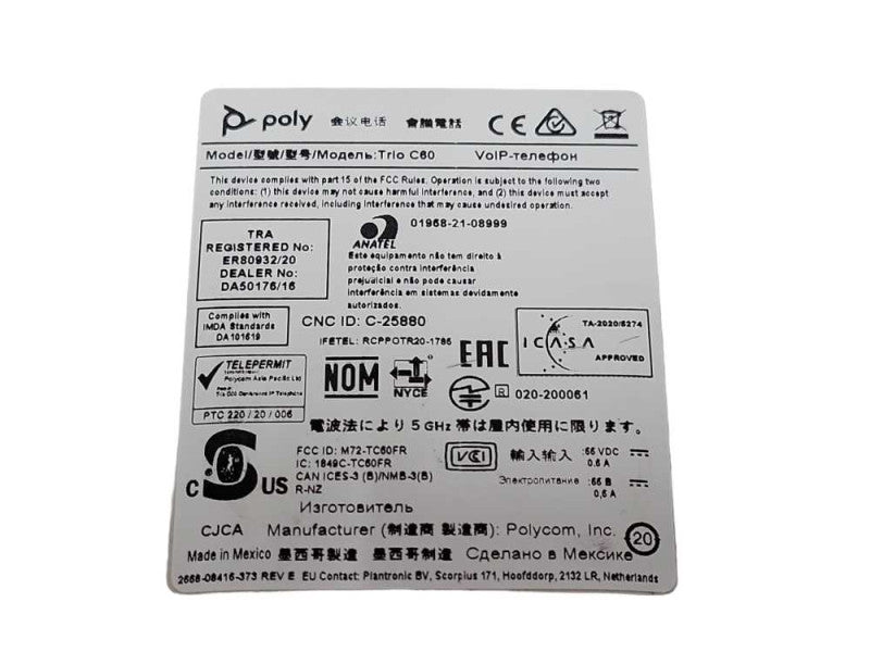Poly Trio C60 IP Conference Phone P/N: 2201-86240-001, READ _