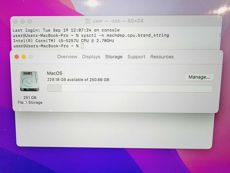 Apple Macbook Pro Retina 2015 13\\" Core i5-5257U @ 2.7GHz 8GB DDR3 250GB SSD [Read] (