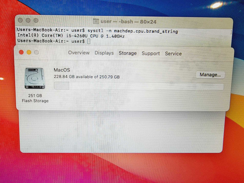 Apple Macbook Air 2013 13\\" Core i5-4260U @ 1.4GHZ 8GB DDR3 250GB SSD [Read] (