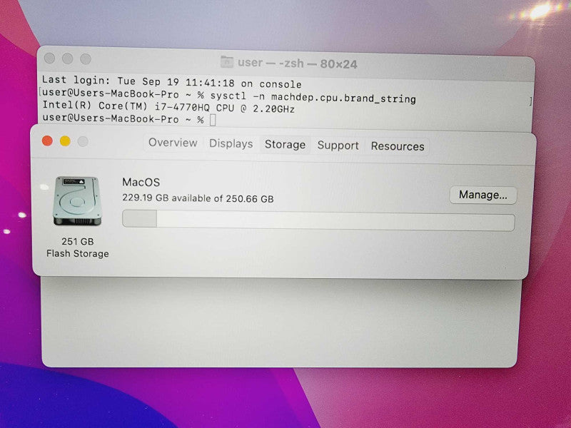 Apple Macbook Pro Retina 2015 15\\" Core i7-4770HQ @ 2.2GHz 16GB DDR3 250GB SSD (
