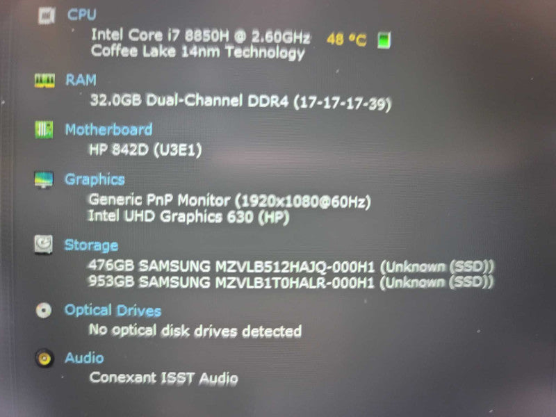 HP ZBook 17 G5 i7-8850H @ 2.60GHz, 32GB DDR4, 512GB + 1 TB m.2 *READ Î²