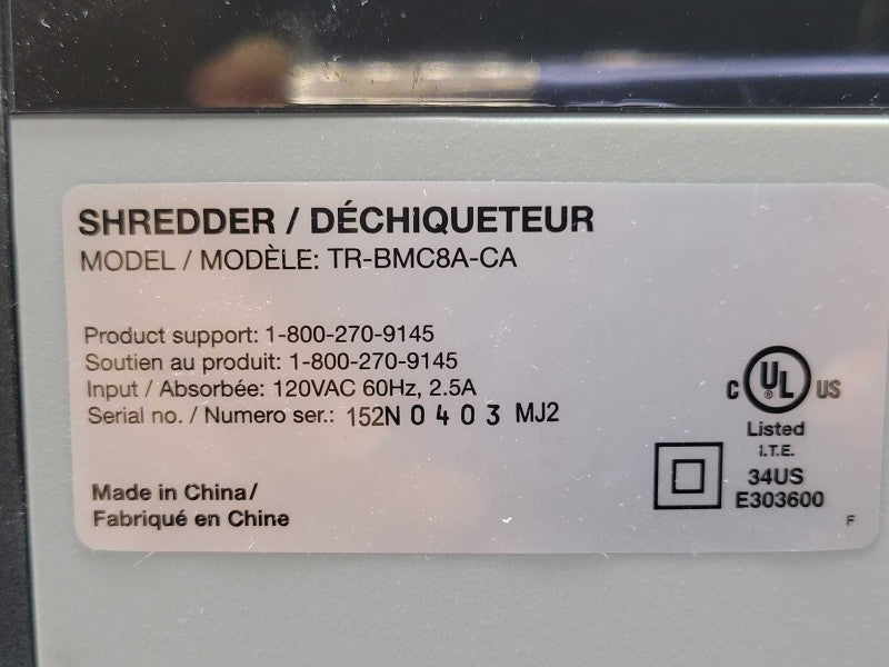 Tru RED Shredder TR-BMC8A-CA Paper Shredder _
