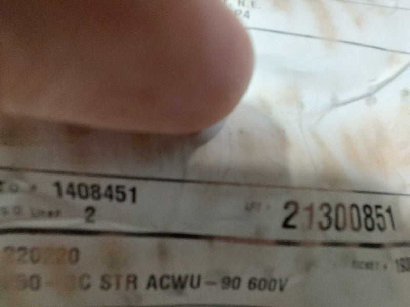 12 Meters of Electrical Heavy Gage Insulated Cable 250-3C STR ACWU-90 600V