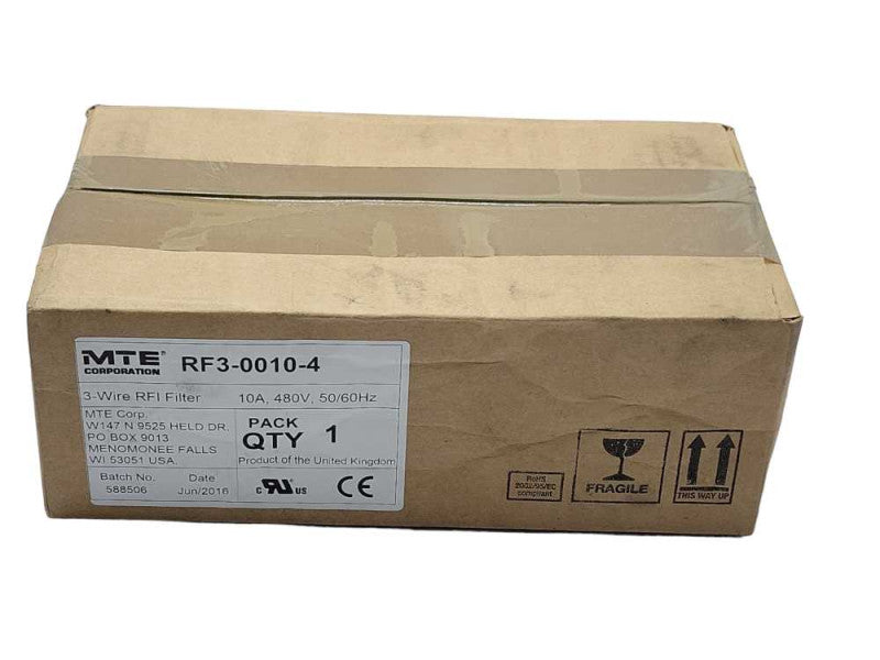 New MTE RF3-0010-04 3-Wire RFI Filter 10A 480V 50/60 Hz  Q_