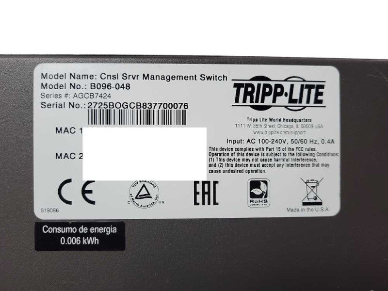 Tripp-Lite B096-016 Console Server Management Switch READ $