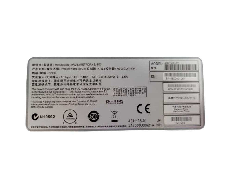 Aruba 7240 - Mobility Access Switch - ARCN0102 2x PSU !