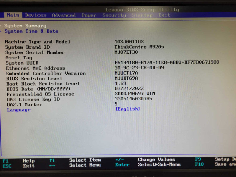Lenovo ThinkCentre M920s Core i7-8700 3.20GHz 8GB DDR4 No HDD _