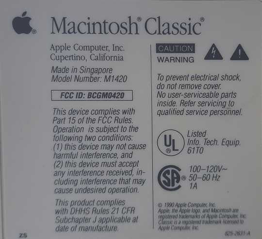 Vintage Apple Macintosh Classic M1420 - All In One *PARTS* )