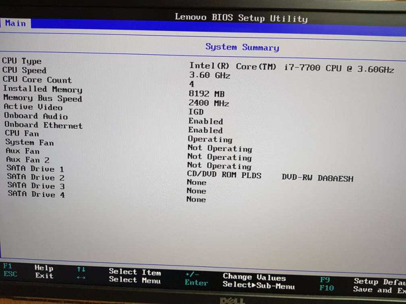 Lenovo ThinkCentre M910S i7- 7700 CPU @ 3.60GHz 8GB DDR4 Ram