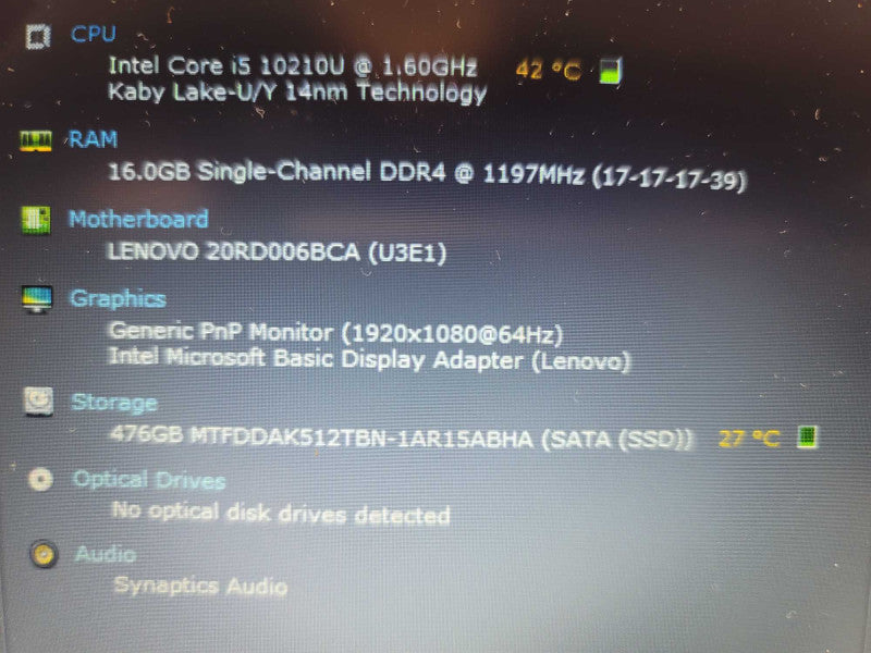 Lenovo ThinkPad E15 i5-10210U@ 1.60GHz, 16GB DDR4, 512GB m.2  Î²