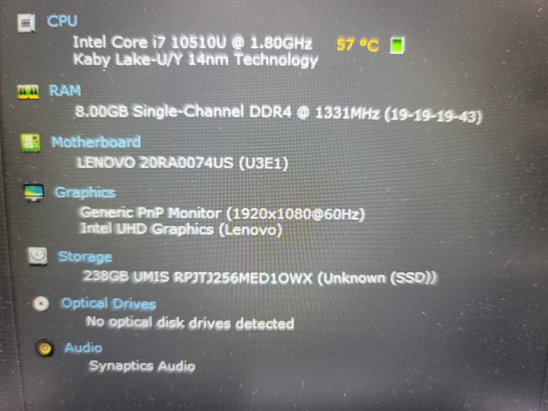 Lenovo ThinkPad E14 i7-10510U @ 1.80GHz, 8GB DDR4, 256GB m.2  Î²