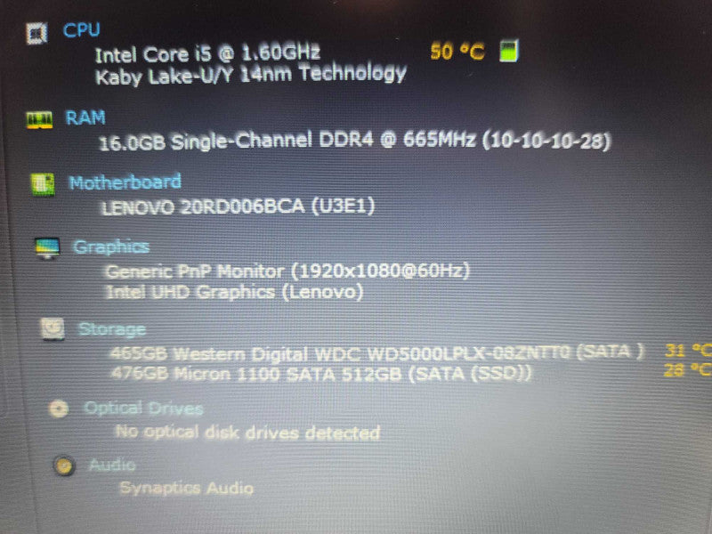 Lenovo ThinkPad E15 i5-10210U @ 1.60GHz, 16GB DDR4, 512GB m.2 + 500GB HDD Î²
