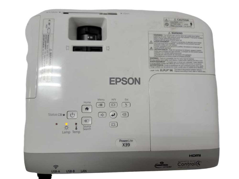 Epson Powerlite X39 H855A HDMI Projector, Lamp error, No Remote, READ _