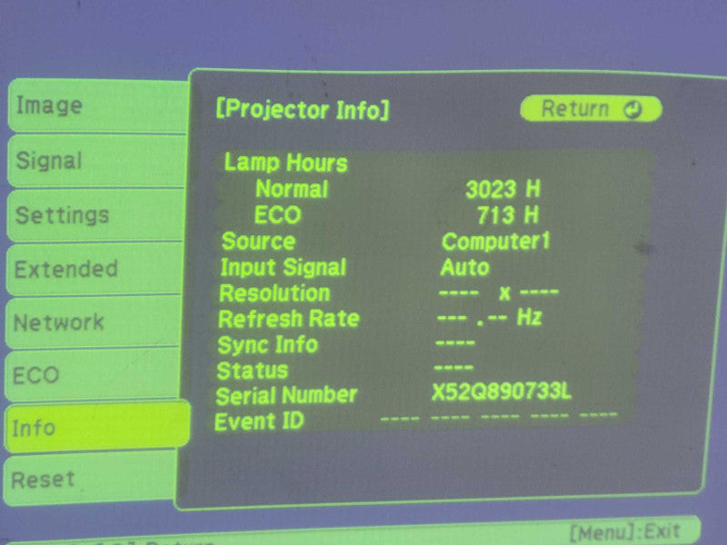 Epson Powerlite X39 H855A HDMI Projector 3023 Lamp Hours, No Remote READ _