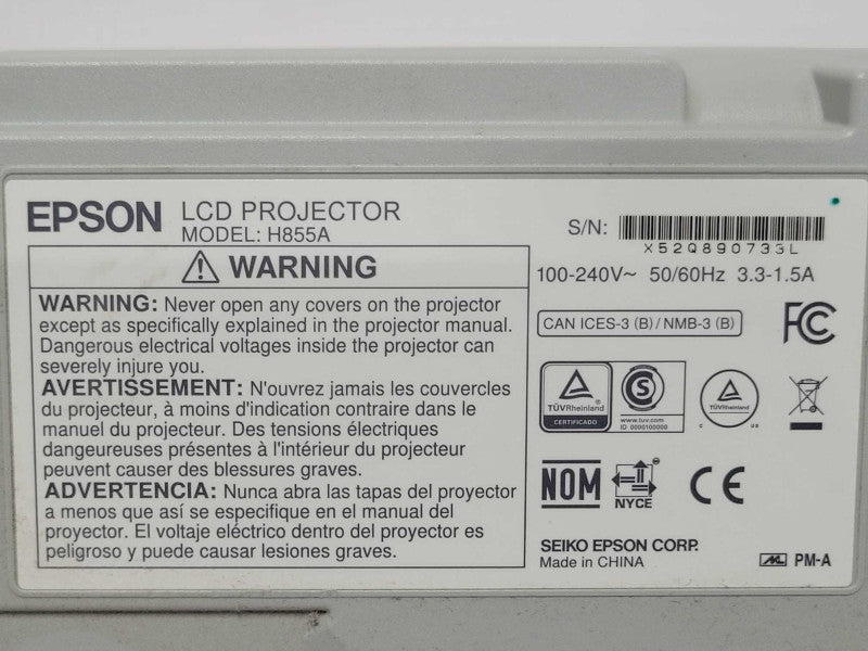 Epson Powerlite X39 H855A HDMI Projector 3023 Lamp Hours, No Remote READ _