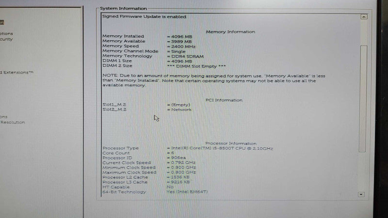Dell Optiplex 5060 SFF i5-8500T @ 2.10ghz / 4gb ram / READ #