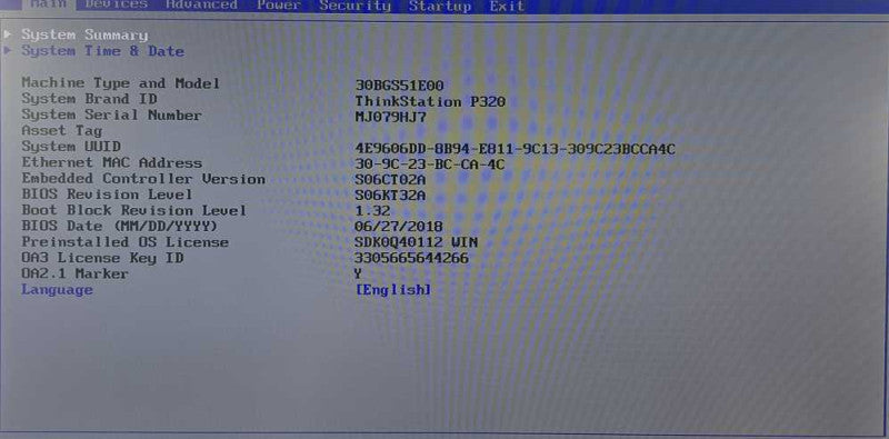 Lenovo ThinkStation P320 Xeon E3-1245 v6 @ 3.70GHz 16GB DDR4 256GB M.2 SDD )
