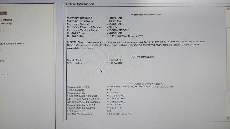 Dell Optiplex 3060 SFF i5-8500T @ 2.10ghz / 4gb ram / READ #