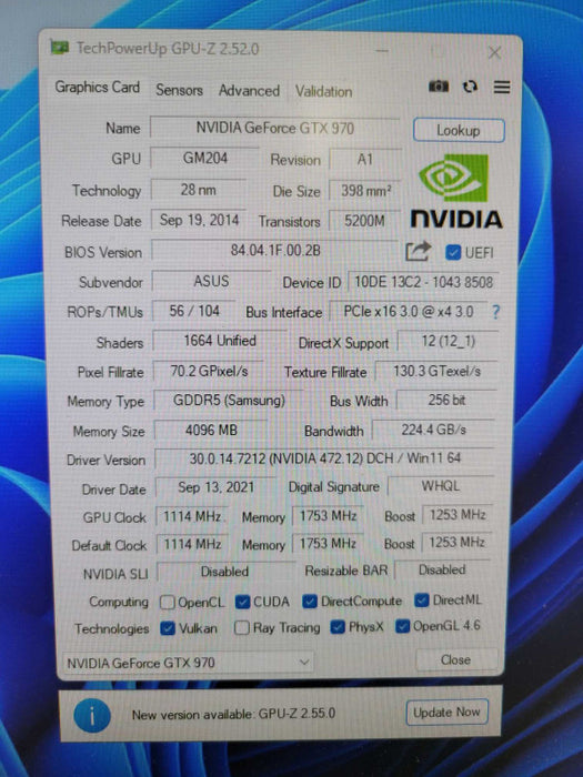 ASUS NVIDIA STRIX GTX 970 4GB PCIE
