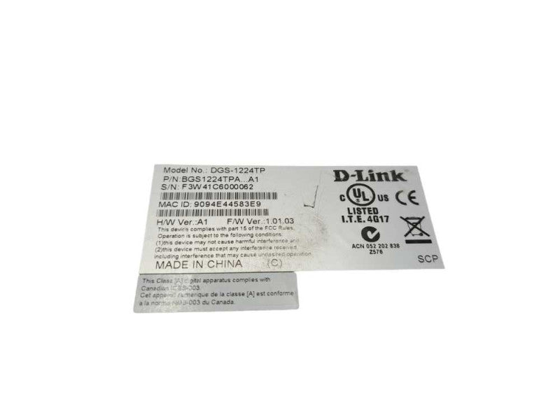 D-Link DGS-1224TP 24 Port Gigabit PoE Switch | 4 x SFP W/ Rack Mount Ears | )