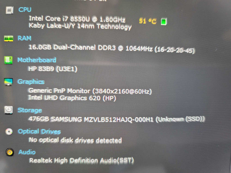 HP Spectre x360 Convertible i7-8550U @ 1.80GHz, 16GB DDR3, 512GB m.2  Î²