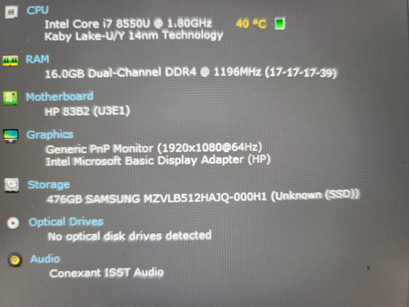 HP EliteBook 850 G5 i7-8550U@ 1.80GHz, 16GB DDR4, 512GB m.2  Î²