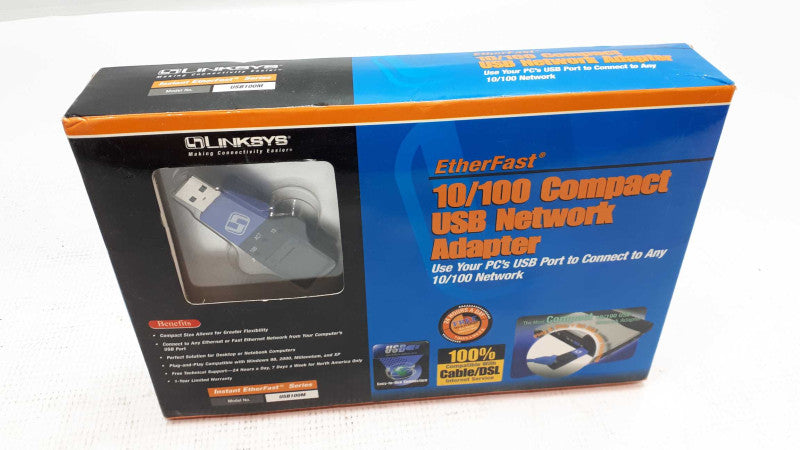 LINKSYS USB100M USB 100M ETHERFAST 10/100 COMPACT USB NETWORK ADAPTER &