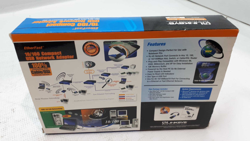 LINKSYS USB100M USB 100M ETHERFAST 10/100 COMPACT USB NETWORK ADAPTER &