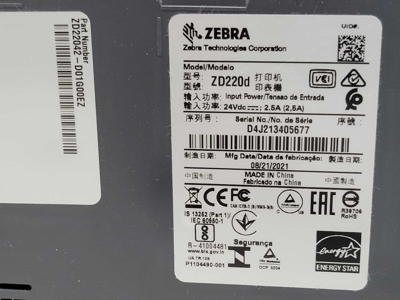 Zebra ZD220d Direct Thermal Label Printer USB, READ _