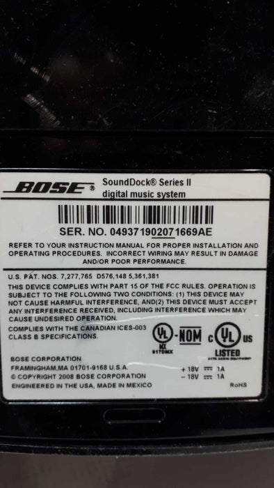 Bose SoundDock Series II Digital Music Speaker System. BLACK BASE UNIT  &