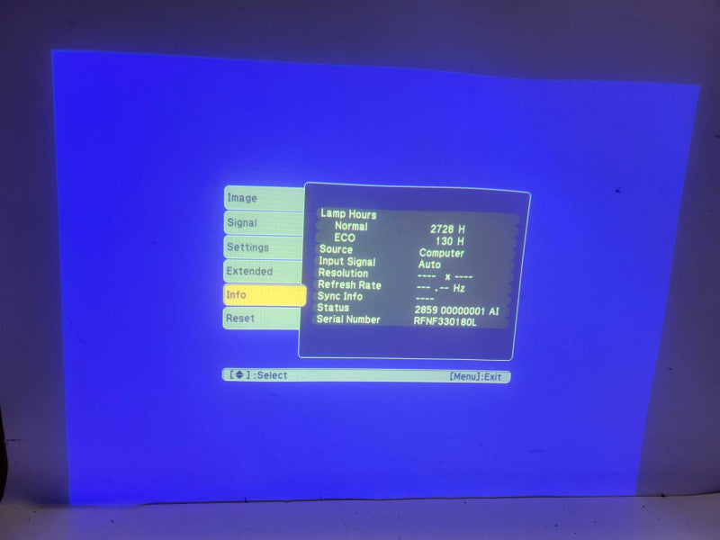 Epson PowerLite 1751 H479A LCD Projector 2728 Lamp Hours, No Remote _
