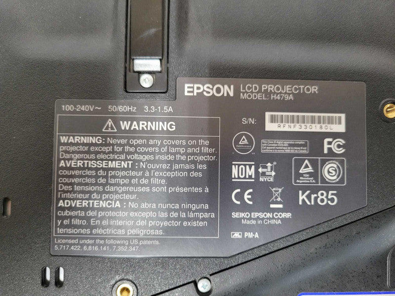 Epson PowerLite 1751 H479A LCD Projector 2728 Lamp Hours, No Remote _