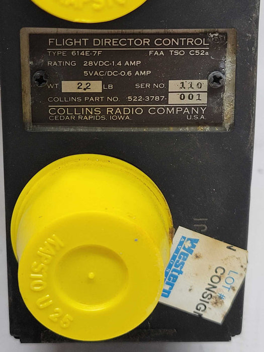 COLLINS 614E-7 FLIGHT DIRECTOR CONTROL UNIT 522-3198-004 *SV*