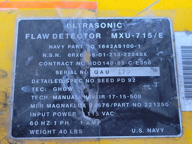 MAGNAFLUX ULTRASONIC FLAW DETECTOR MXU-715/E, READ _