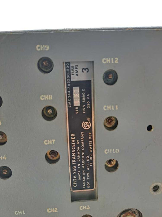 Vintage Marconi CH26 SSB Transceiver 3 MHz-22 MHz, 100W SSB PEP, 60W Phone )