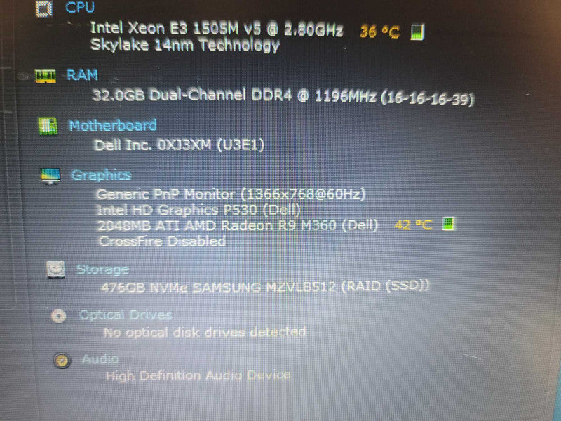 Dell Precision 3510 Intel Xeon E3, 32GB DDR4, 2GB Radeon R9 M360, 512GB m.2 Î²