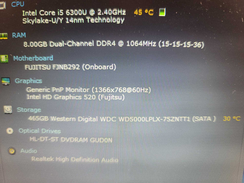 Fujitsu LifeBook E746 i5-6300U@ 2.40GHz, 8GB DDR4, 500GB HDD Î²