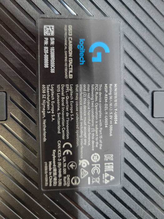 Logitech G513 Carbon Wired Mechanical GX Brown Tactile Switch Gaming Keyboard
