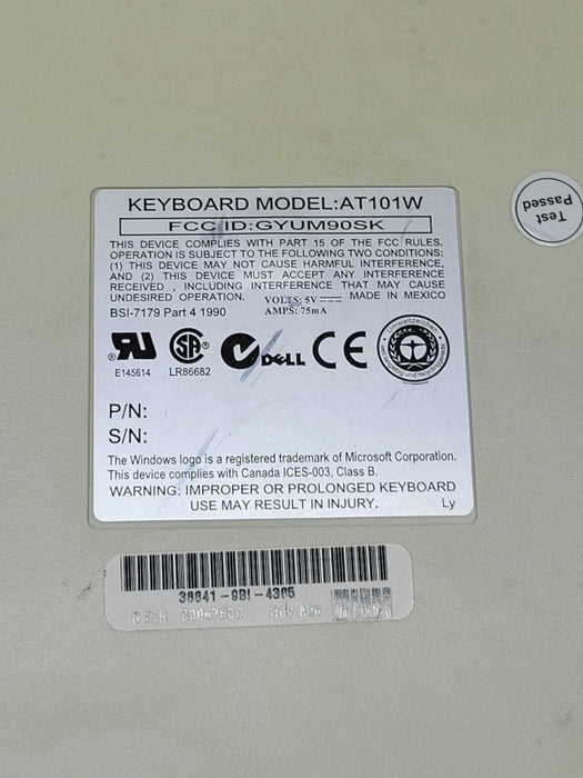 Vintage Dell AT101W Mechanical PS/2 keyboard