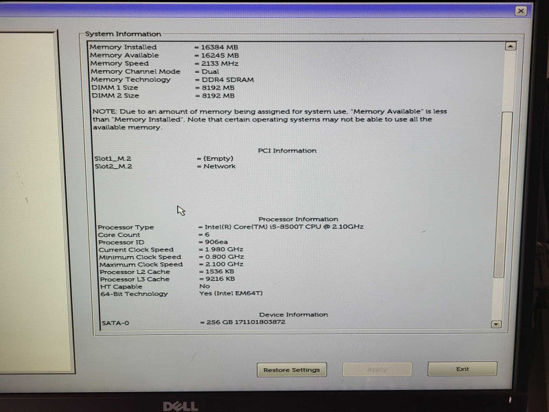 Dell OptiPlex 5060 USFF i5-8500T 16GB DDR4 256GB SSD No AC $