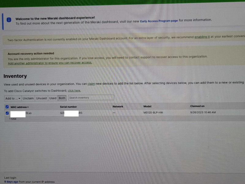 Cisco Meraki MS120-8LP-HW 8-Port GbE PoE+ Unclaimed Switch _