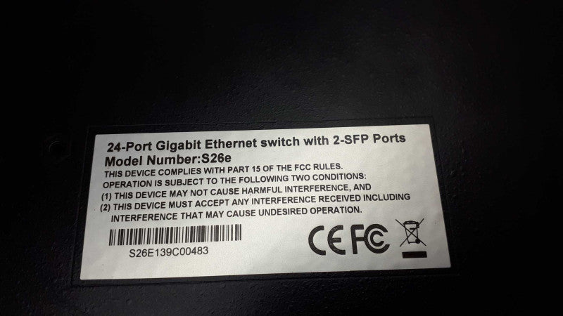 PakedgeDevice S26e 24 Port Gigabit Network Switch with 2 SFP Ports &