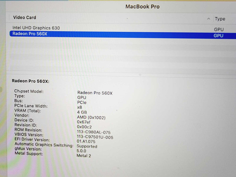 Apple Macbook Pro 2018 15\\" Core i9-8950HK @ 2.9GHz 16GB DDR4 500GB SSD Radeon Pro 560X 4GB (